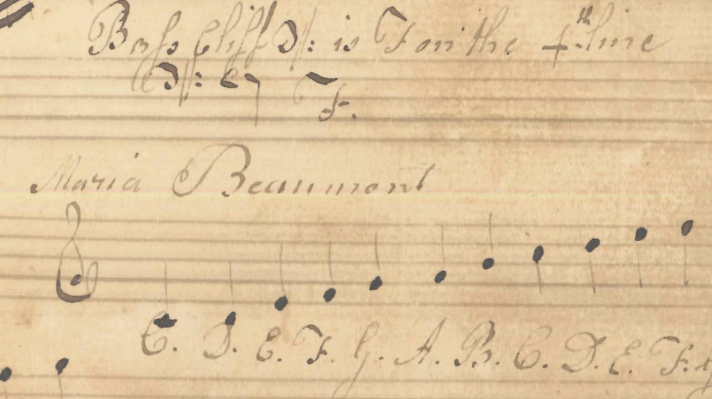 A close-up of handwritten sheet music. The name